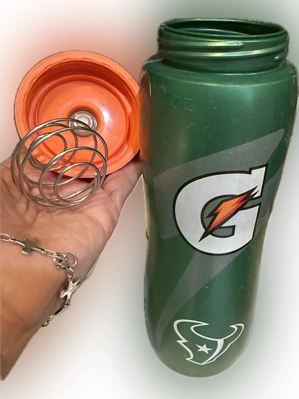 GATORADE HOUSTON TEXANS LOGO SQUEEZE SPORTS WATER BOTTLE BLENDER BALL RECOVERY